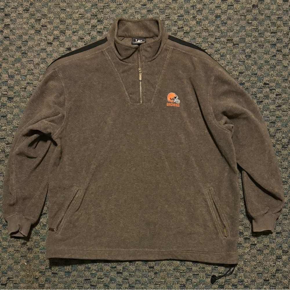 Vintage Lee Sport Men’s XL Cleveland Browns 1/4 Zip Fleece Pullover Jacket Brown